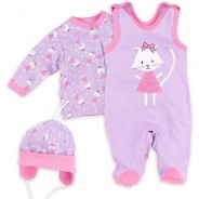 Preisvergleich für Strampler & Spieler: 3tlg Set Strampler + Shirt + Mütze Sweet Kitty Strampler  rosa/lila Gr. 74 Mädchen Kinder