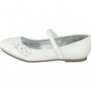 Preisvergleich für Schuhe: 424-075 Mädchen Schuhe Ballerinas geschlossen white mit Blumen Ballerinas weiß Gr. 39 Jungen Kinder