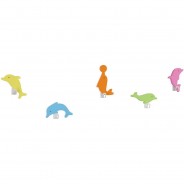 Preisvergleich für Kindermöbel: 5er Set Wandhaken in Delphin Design Hängegarderobe Kleiderhaken bunt
