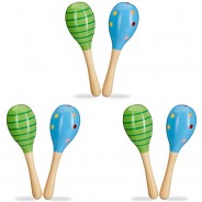 Preisvergleich für Babyspielzeug: 6 x Maracas Holz grün/blau mehrfarbig