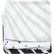 Preisvergleich für Heimtextilien: 7 Stück Babywaschtücher aus Baumwoll-Musselin PREMIUM 30x30cm -  Standard 100 - Zebra dunkelblau