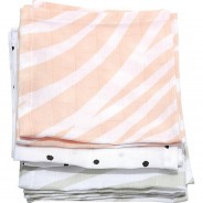 Preisvergleich für Heimtextilien: 7 Stück Babywaschtücher aus Baumwoll-Musselin PREMIUM 30x30cm - Zebra apricot