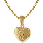 Preisvergleich für Accessoires für Kinder: Anhänger Engelherz Gold 585 mit plattierter Kette Kinder Halsketten gold Gr. 40,0  Kinder