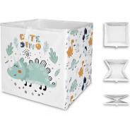 Preisvergleich für Geschenkideen: Aufbewahrungsbox Dinosaurier, faltbar weiß-kombi
