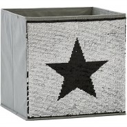 Preisvergleich für Aufbewahren: Aufbewahrungsbox Pailletten Stern, schwarz/silber grau/schwarz