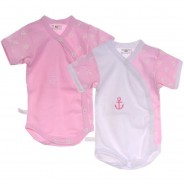 Preisvergleich für Strampler & Spieler: Baby Body Kurzarmbody 2er Set Wickelbodys  rosa Gr. 50/56 Mädchen Kinder