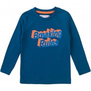 Preisvergleich für Oberteile: Baby Langarmshirt BREAKING RULES  blau Gr. 104/110 Jungen Kleinkinder