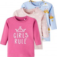 Preisvergleich für Oberteile: Baby Langarmshirt NBFLIMMA 3er Pack , Organic Cotton hellblau Gr. 86 Mädchen Kinder