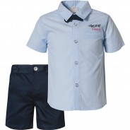 Preisvergleich für Hosen: Baby Set Langarmhemd + kurze Hose blau Gr. 74 Jungen Baby