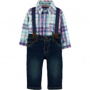 Preisvergleich für Hosen: Baby Set Langarmhemd + Latzhose blau Gr. 86/92 Jungen Kleinkinder