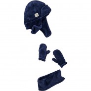 Preisvergleich für Mützen & Accessoires: Baby Set Mütze+Handschuhe+Stirnband FIW 40 MNS ST dunkelblau Gr. 86/92