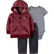 Preisvergleich für Strampler & Spieler: Baby Set Sweatjacke + Body + Stoffhose  blau/rot Gr. 80 Jungen Kinder