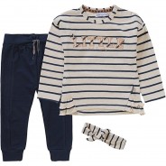 Preisvergleich für Hosen: Baby Set Sweatshirt + Sweathose + Kopfband  blau/beige Gr. 86 Mädchen Kleinkinder