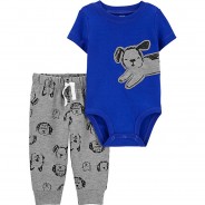 Preisvergleich für Hosen: Baby Set T-Shirt + Jogginghose  blau/grau Gr. 68 Jungen Baby