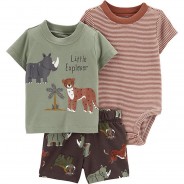 Preisvergleich für Hosen: Baby Set T-Shirt + Shorts  khaki Gr. 68 Jungen Baby