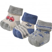 Preisvergleich für Strumpfwaren: Baby-Soeckchen 3er-Pack Fahrz. - Erstlingssöckchen - silber Gr. 18 Jungen Baby
