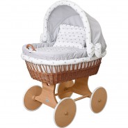 Preisvergleich für Stubenwagen: Baby Stubenwagen-Set mit Ausstattung,XXL Gestell/Räder natur grau