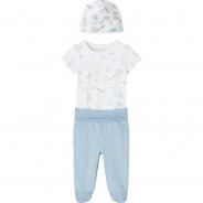 Preisvergleich für Strampler & Spieler: Baby Wickelbody NBNPATTI Doppelpack, Organic Cotton blau Gr. 68