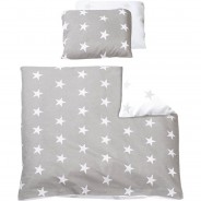 Preisvergleich für Babybettwäsche: Babybettwäsche Little Star, Baumwolle, grau, 80 x 80 cm Gr. 80 x 80 + 35 x 40