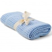 Preisvergleich für Heimtextilien: Babydecke Baumwolldecke Häkelmuster in 70x100 cm leichte Strickdecke den Sommer blau Gr. 70 x 100  Kinder