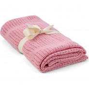 Preisvergleich für Heimtextilien: Babydecke Baumwolldecke Häkelmuster in 70x100 cm leichte Strickdecke den Sommer rosa Gr. 70 x 100  Kinder