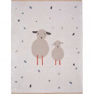 Preisvergleich für Heimtextilien: Babystrickdecke - Knitted Blanket Tiny Farmer Sheep 75 x 100 cm weiß