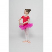 Preisvergleich für Sportbekleidung: Ballett Kurzarm Tutu Nele mit Glitzersteinen Ballettkleider  pink Gr. 128/134 Mädchen Kinder