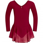 Preisvergleich für Sportbekleidung: Ballett Trikot Anna mit Glitzersteinen und Chiffon Röckchen Ballettkleider  bordeaux Gr. 158/164 Mädchen Kinder
