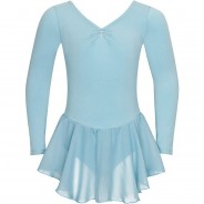 Preisvergleich für Sportbekleidung: Ballett Trikot Anna mit Glitzersteinen und Chiffon Röckchen Ballettkleider  hellblau Gr. 92/98 Mädchen Kleinkinder