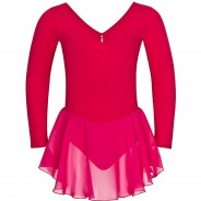 Preisvergleich für Sportbekleidung: Ballett Trikot Anna mit Glitzersteinen und Chiffon Röckchen Ballettkleider  pink Gr. 104/110 Mädchen Kinder