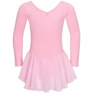 Preisvergleich für Sportbekleidung: Ballett Trikot Anna mit Glitzersteinen und Chiffon Röckchen Ballettkleider  rosa Gr. 116/122 Mädchen Kinder