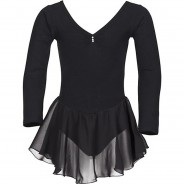 Preisvergleich für Sportbekleidung: Ballett Trikot Anna mit Glitzersteinen und Chiffon Röckchen Ballettkleider  schwarz Gr. 128/134 Mädchen Kinder