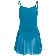 Preisvergleich für Sportbekleidung: Ballett Trikot Maggie mit Chiffon Röckchen Ballettkleider  petrol Gr. 116/122 Mädchen Kinder