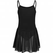 Preisvergleich für Sportbekleidung: Ballett Trikot Maggie mit Chiffon Röckchen Ballettkleider  schwarz Gr. 128/134 Mädchen Kinder