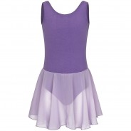 Preisvergleich für Sportbekleidung: Ballett Trikot Minnie, ärmellos, mit Chiffon Röckchen Ballettkleider  flieder Gr. 158/164 Mädchen Kinder
