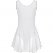 Preisvergleich für Sportbekleidung: Ballett Trikot Minnie, ärmellos, mit Chiffon Röckchen Ballettkleider  weiß Gr. 146/152 Mädchen Kinder