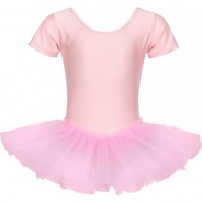 Preisvergleich für Sportbekleidung: Ballett Tutu Alina Kurzarm, glänzend, 3 Lagen Tüll Ballettkleider  hellrosa Gr. 92/98 Mädchen Kleinkinder