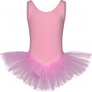 Preisvergleich für Sportbekleidung: Ballett Tutu Anabelle, ärmellos, 3 Lagen Tüll Ballettkleider  rosa Gr. 128/134 Mädchen Kinder