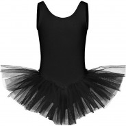 Preisvergleich für Sportbekleidung: Ballett Tutu Anabelle, ärmellos, 3 Lagen Tüll Ballettkleider  schwarz Gr. 104/110 Mädchen Kinder