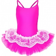 Preisvergleich für Sportbekleidung: Ballett Tutu Antonia mit Spaghettiträgern Ballettkleider  pink Gr. 128/134 Mädchen Kinder