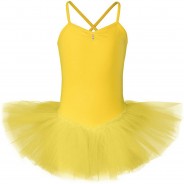 Preisvergleich für Sportbekleidung: Ballett Tutu Kim mit Spaghettiträgern, 3 Lagen Tüll Ballettkleider  gelb Gr. 140/146 Mädchen Kinder