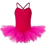 Preisvergleich für Sportbekleidung: Ballett Tutu Kim mit Spaghettiträgern, 3 Lagen Tüll Ballettkleider  pink Gr. 146/152 Mädchen Kinder