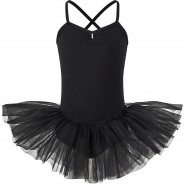 Preisvergleich für Sportbekleidung: Ballett Tutu Kim mit Spaghettiträgern, 3 Lagen Tüll Ballettkleider  schwarz Gr. 128/134 Mädchen Kinder