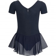 Preisvergleich für Sportbekleidung: Ballettkleid Betty mit Glitzersteinen und Chiffonrock Ballettkleider  dunkelblau Gr. 92/98 Mädchen Kleinkinder