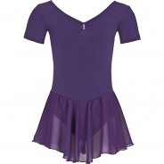 Preisvergleich für Sportbekleidung: Ballettkleid Betty mit Glitzersteinen und Chiffonrock Ballettkleider  dunkellila Gr. 92/98 Mädchen Kleinkinder