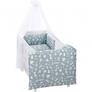 Preisvergleich für Babybettwäsche: Bettset 3-tlg., Zootiere blau blau/grau