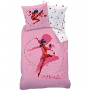 Preisvergleich für Heimtextilien: Bettwäsche Flanell, Miraculous Ladybug Shadow, 135 x 200 cm + 80 x 80 cm rosa