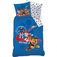 Preisvergleich für Heimtextilien: Bettwäsche Flanell, Paw Patrol Ready for Action, 135 x 200 cm + 80 x 80 cm blau