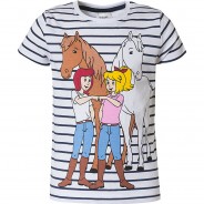 Preisvergleich für Oberteile: Bibi und Tina T-Shirt , Pferde blau/weiß Gr. 128/134 Mädchen Kinder