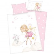 Preisvergleich für Heimtextilien: "Bio Kinder-Wendebettwäsche ""Little Fairy"" Renforcé" rosa/weiß Gr. 100 x 135 + 40 x 60